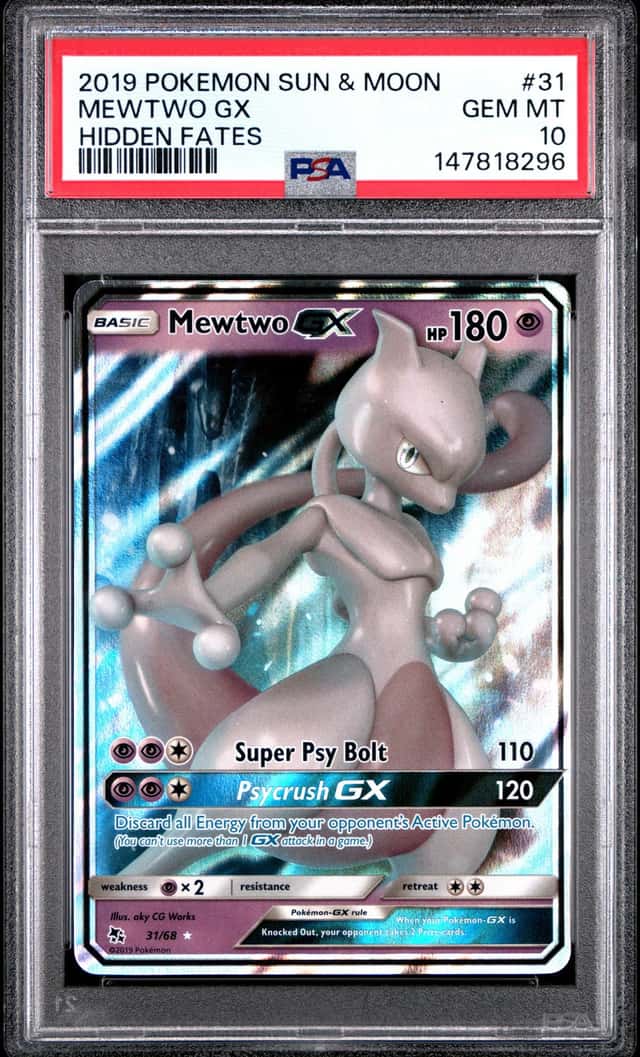 Pokemon PSA 10 Mewtwo GX Holo 2019 31/68 Hidden Fates English