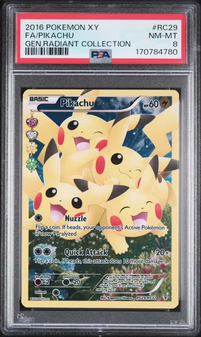 2016 POKEMON XY GENERATIONS RADIANT COLLECTION #RC29 FULL ART/PIKACHU PSA 8