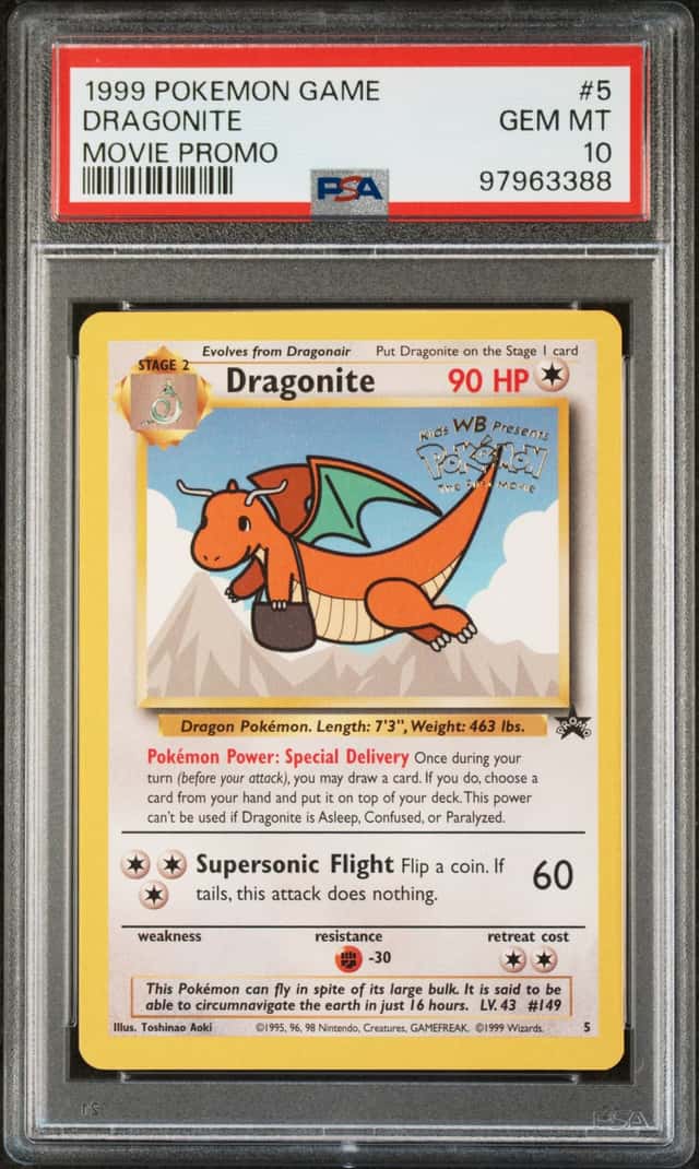 1999 Pokemon Game Movie Promo #5 Dragonite Black Star BSP PSA 10 GEM MINT