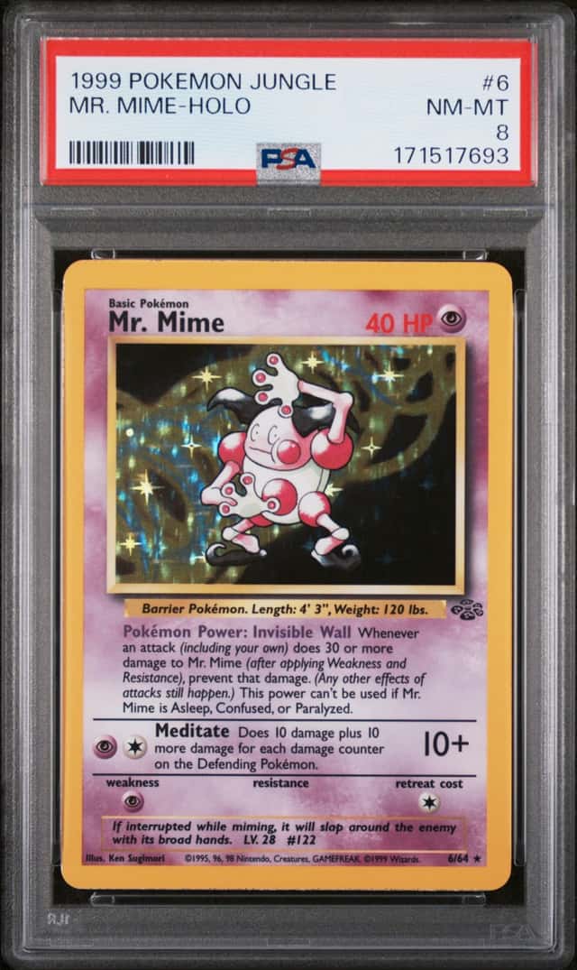 1999 Pokemon PSA 8 Jungle Mr. Mime Holo 6/64