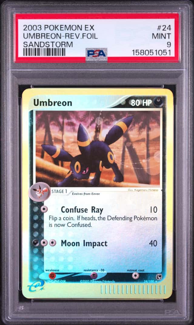 2003 POKEMON EX SANDSTORM #24 UMBREON-REVERSE HOLO FOIL PSA 9 MINT