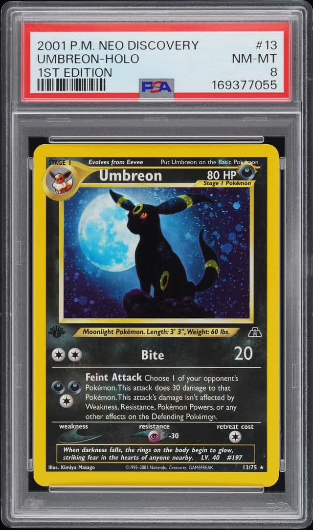 2001 Pokemon Neo Discovery 1st Edition #13 Umbreon Holo PSA 8 NM-MT