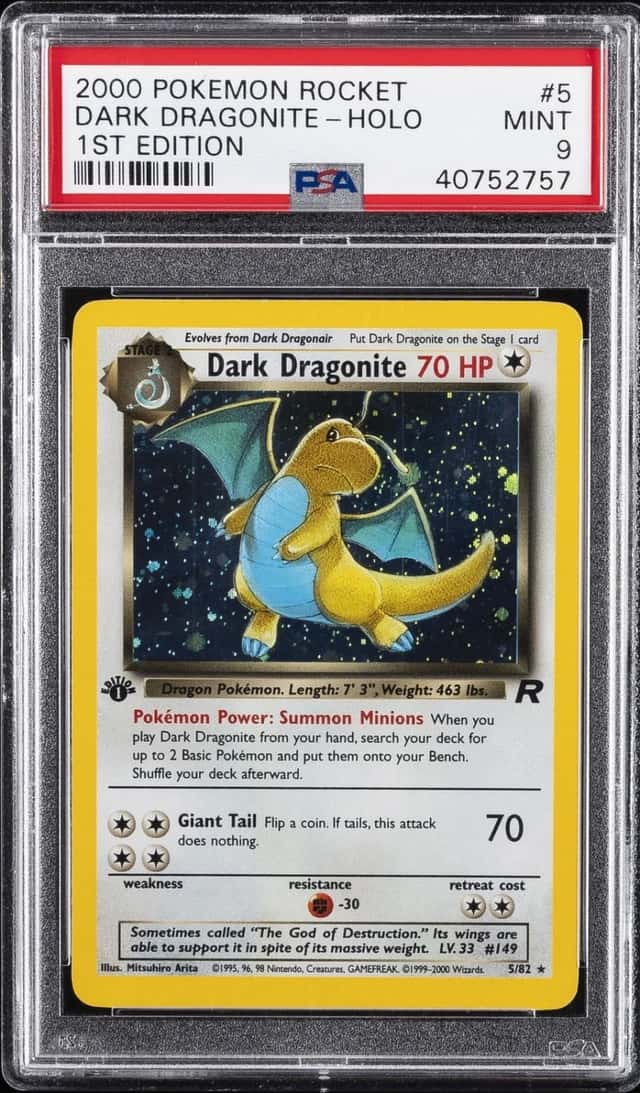 2000 POKEMON ROCKET 1ST EDITION #5 DARK DRAGONITE-HOLO PSA 9