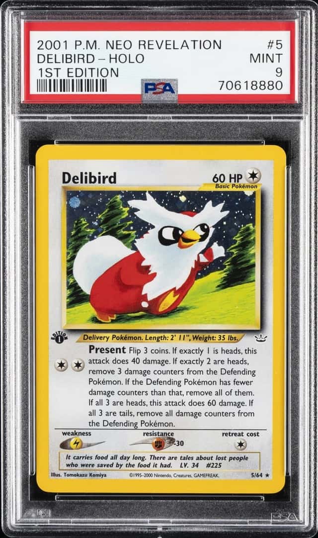 2001 POKEMON NEO REVELATION 1ST EDITION #5 DELIBIRD-HOLO PSA 9