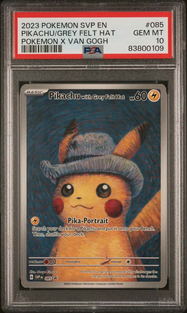 2023 Pokemon SVP EN Pokemon X Van Gogh #085 Pikachu With Grey Felt Hat PSA 10