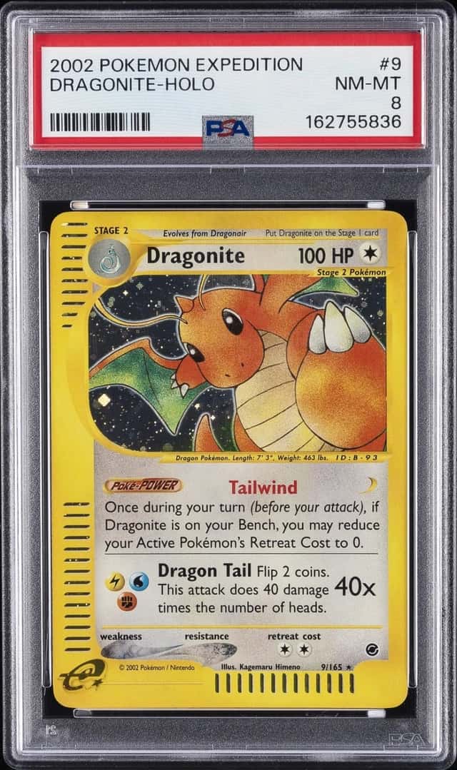 2002 POKEMON EXPEDITION #9 DRAGONITE-HOLO PSA 8