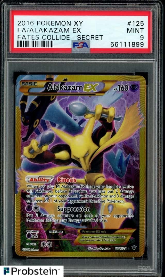 2016 POKEMON XY FATES COLLIDE #125 FA/ALAKAZAM EX FATES COLLIDE-SECRET PSA 9