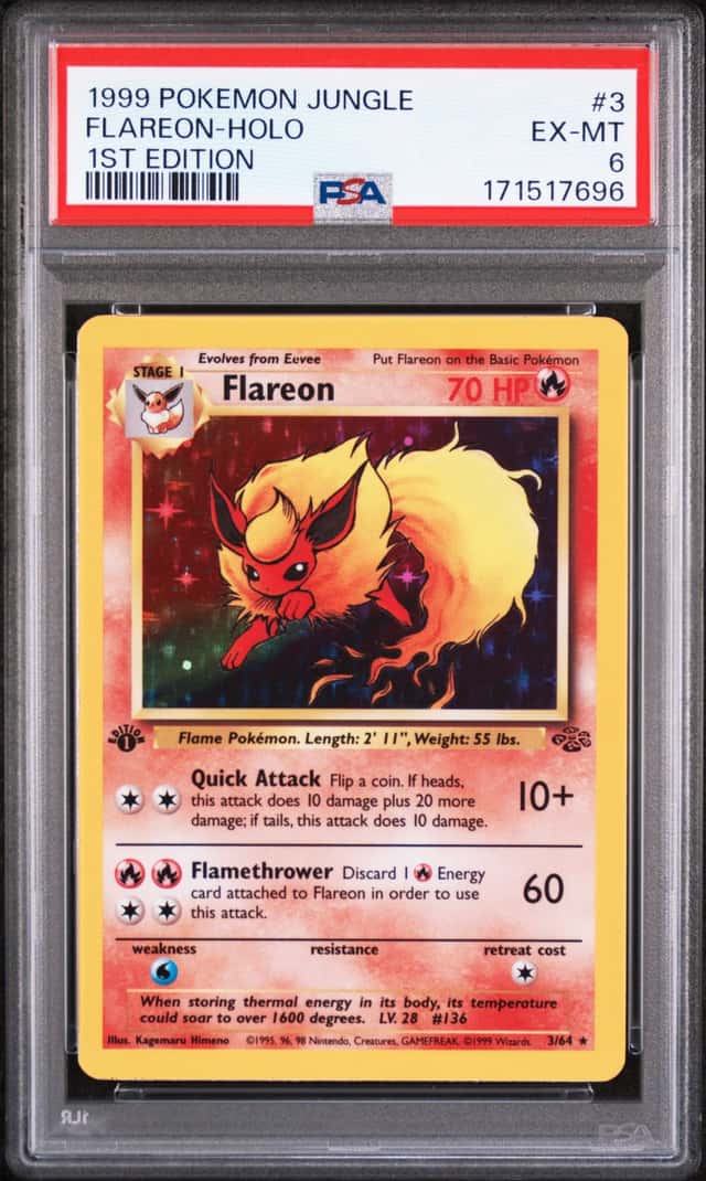 1999 Pokemon PSA 6 Jungle Flareon Holo 1st Edition 
