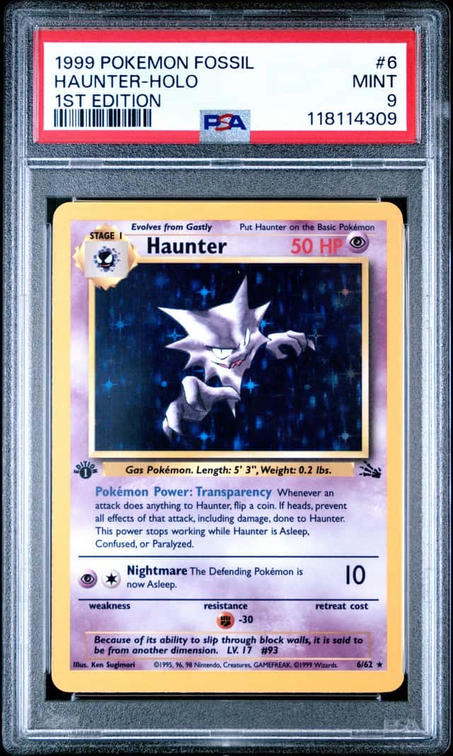 1999 POKEMON FOSSIL 1ST EDITION #6 HAUNTER-HOLO PSA 9