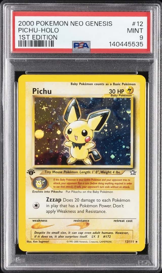 2000 POKEMON NEO GENESIS 1ST EDITION #12 PICHU-HOLO PSA 9