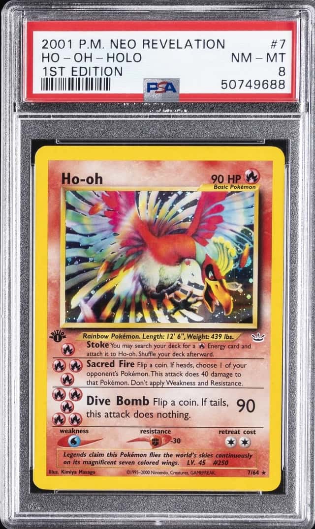 2001 POKEMON NEO REVELATION 1ST EDITION #7 HO-OH-HOLO PSA 8