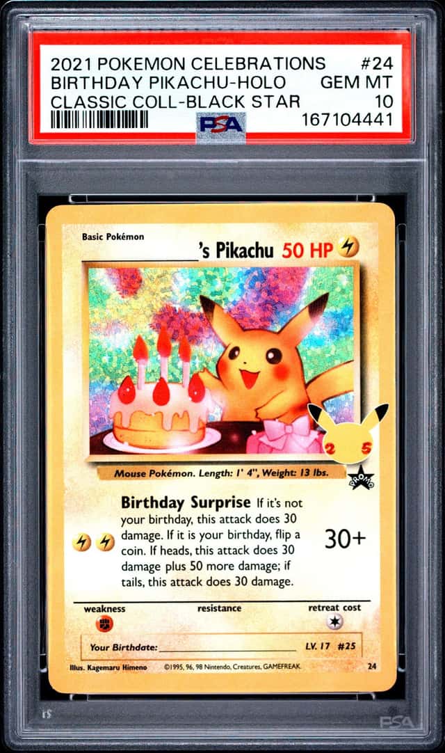 2021 POKEMON CELEBRATIONS CLASSIC COLLECTION #24 BIRTHDAY PIKACHU-HOLO PSA 10