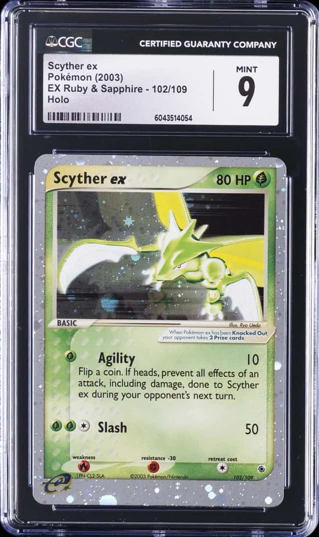 2003 POKEMON EX RUBY & SAPPHIRE #102 SCYTHER EX CGC 9