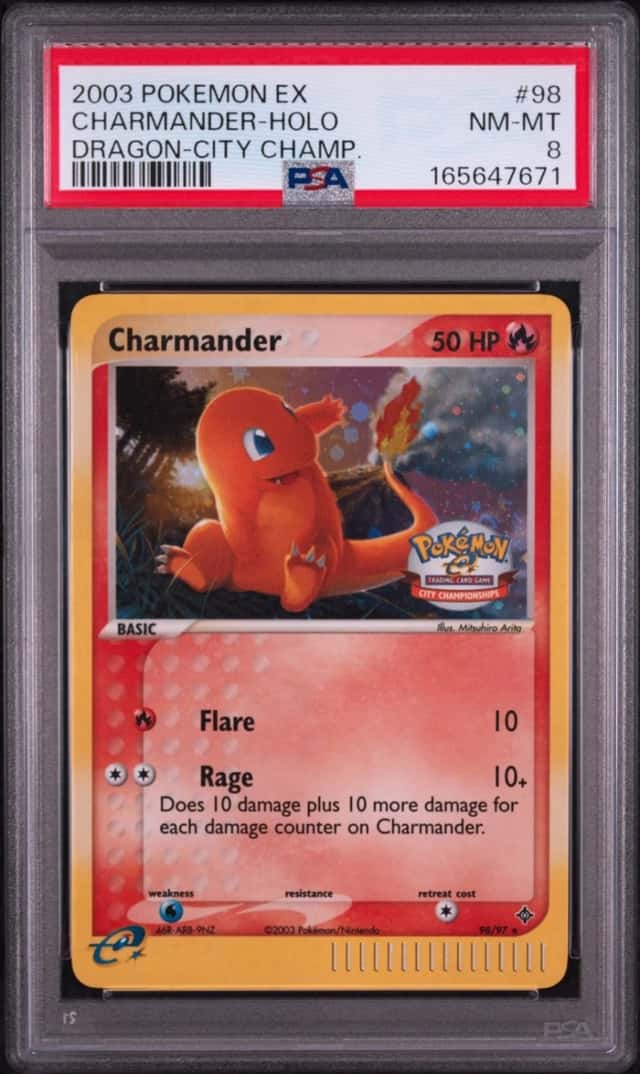 Pokemon Charmander Holo Dragon 98 City Championships PSA 8