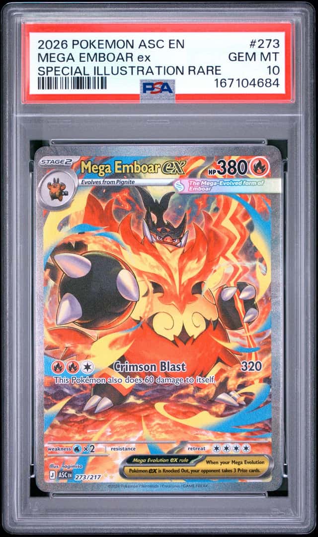 2026 POKEMON ASCH #273/217 MEGA EMBOAR EX SPECIAL ILLUSTRATION RARE PSA 10