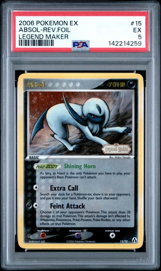 2006 POKEMON EX LEGEND MAKER #15 ABSOL-REVERSE FOIL PSA 5