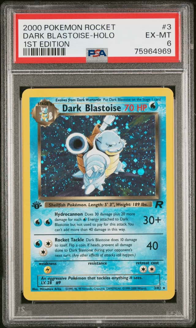 1st Edition Team Rocket Dark Blastoise Holo 2000   Pokemon English SWIRL PSA 6