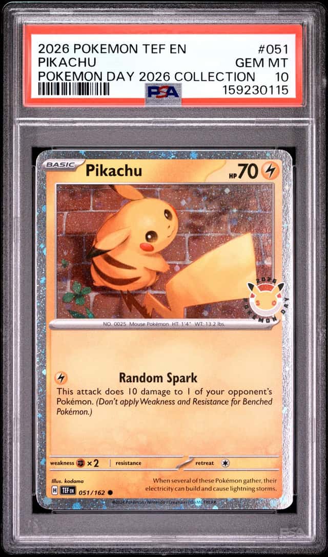 2026 POKEMON TEF EN-TEMPORAL FORCES POKEMON DAY 2026 COLLECTION PIKACHU PSA 10