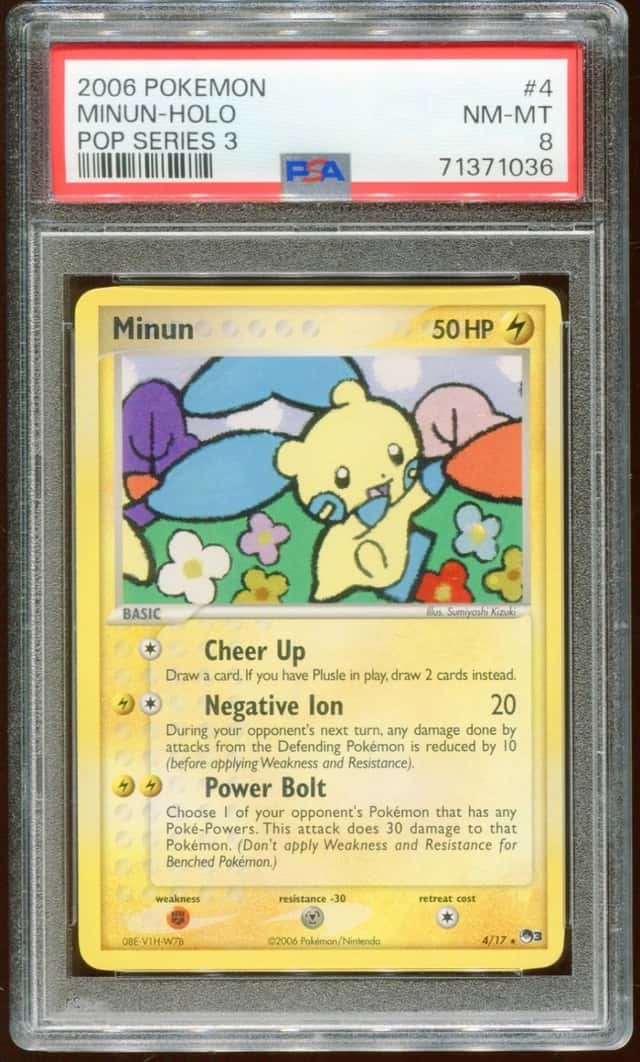 2006 POKEMON POP SERIES 3 MINUN #4/17 RARE PROMO HOLO FOIL PSA 8 E10