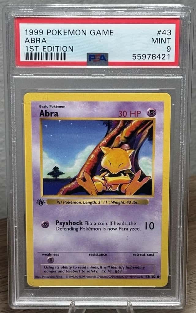 1999 Pokemon Base Set Abra #43 PSA 9 1st Edition Mint Shadowless