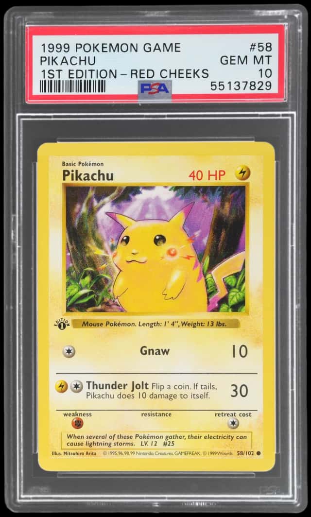 1999 Pokemon Base Set 1st Edition Red Cheeks Pikachu #58