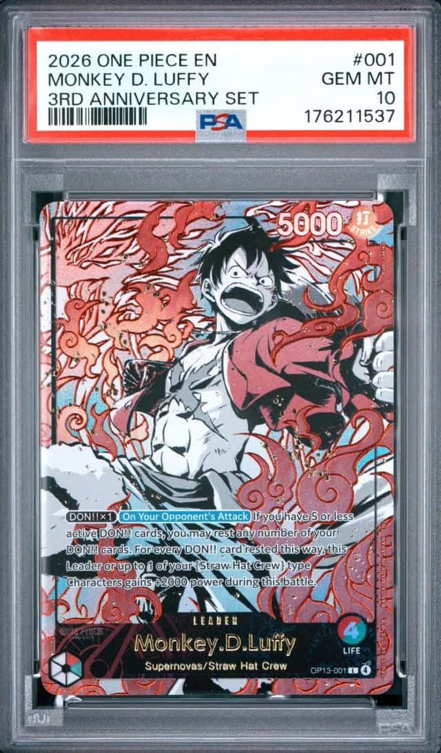 2026 ONE PIECE ENGLISH VERSION 3RD ANNIVERSARY SET #001 MONKEY D. LUFFY PSA 10