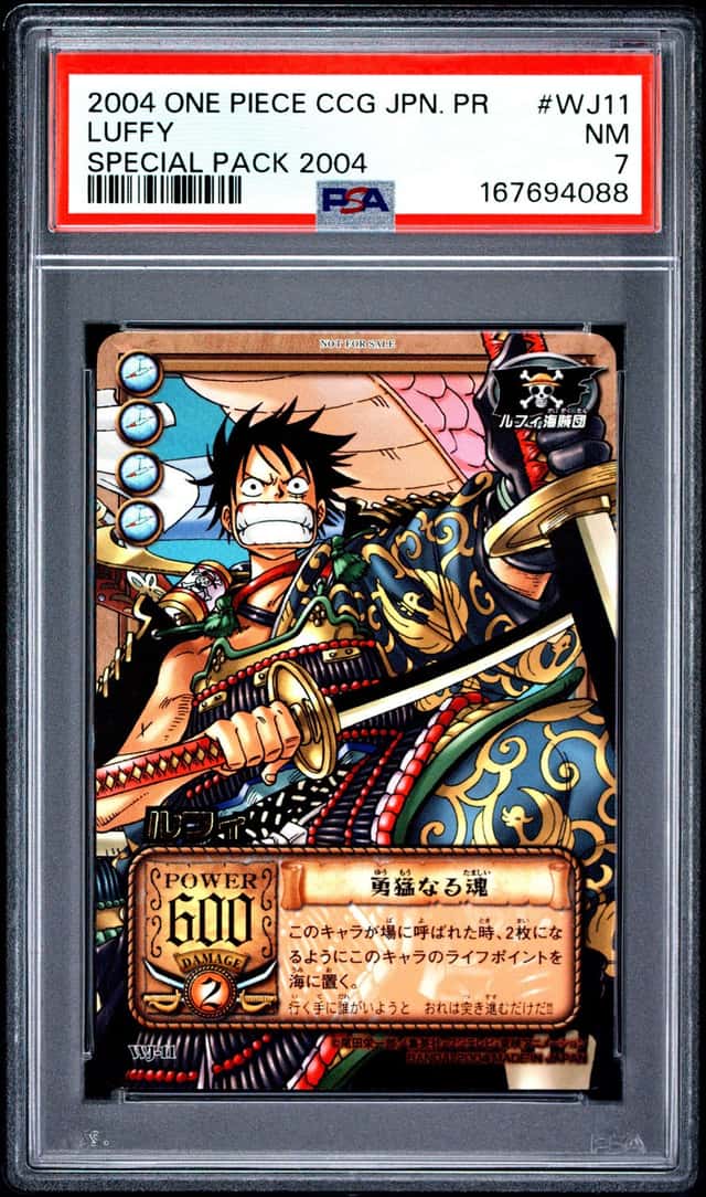 2004 BANDAI ONE PIECE CCG JAPANESE PROMO SPECIAL PACK 2004 #WJ11 LUFFY PSA 7