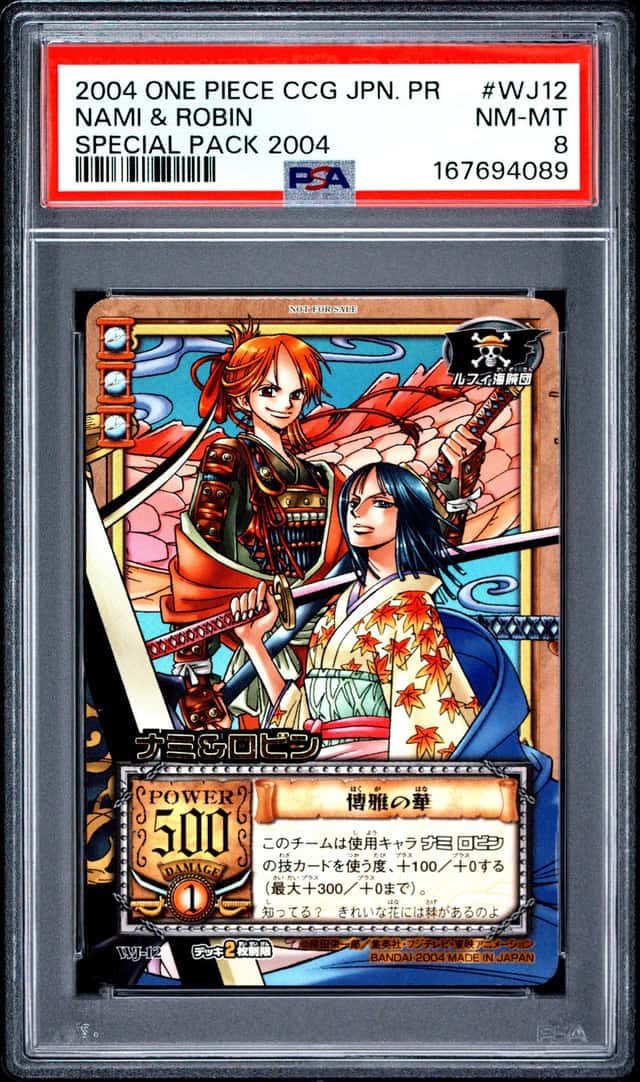 2004 BANDAI ONE PIECE CCG JAPANESE PROMO SPECIAL PACK 2004 NAMI & ROBIN PSA 8