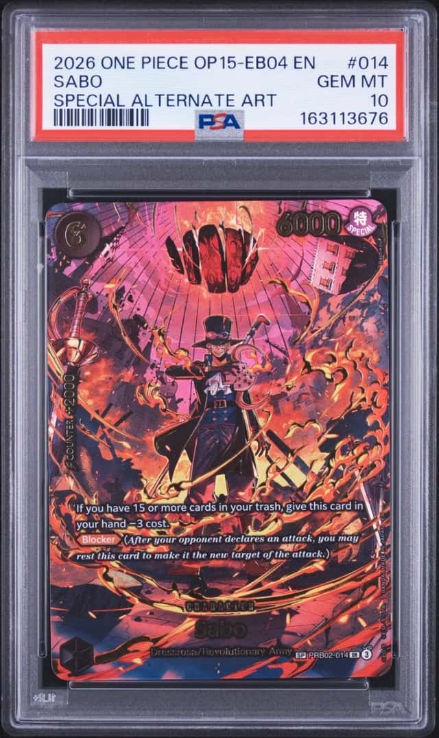 2026 ONE PIECE OP15-EB04-ADVENTURE ON KAMI'S ISLAND #014 SABO PSA 10
