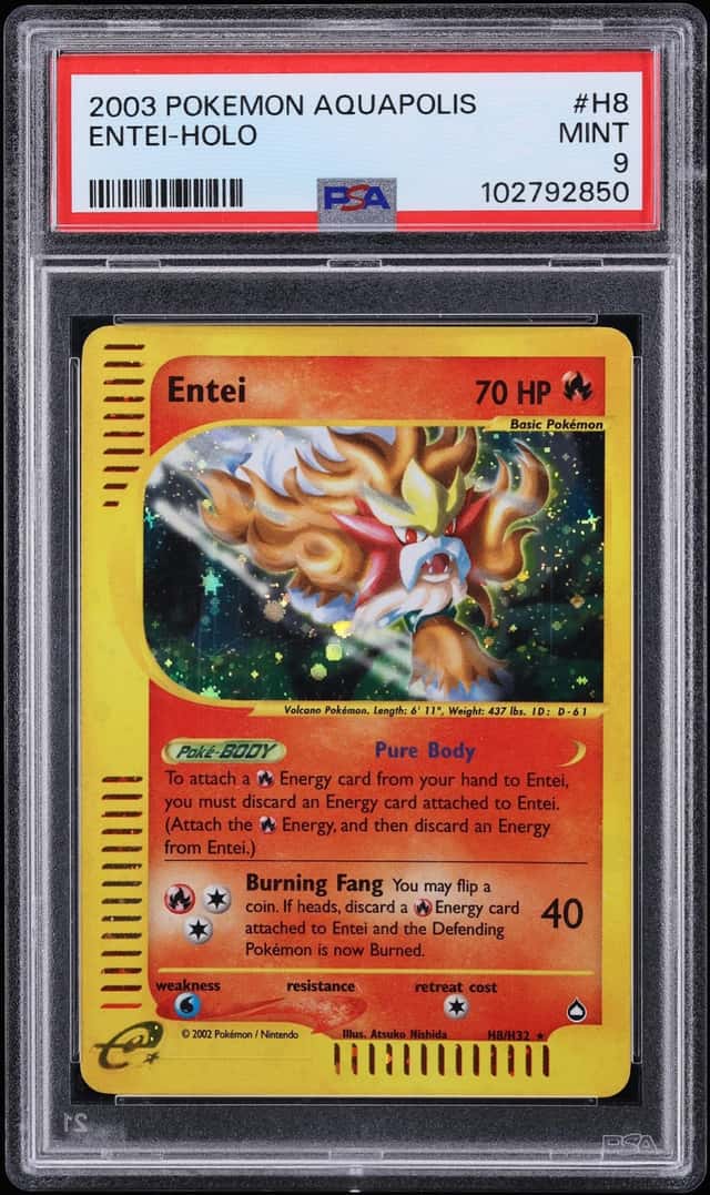 2003 Pokemon Aquapolis Holo Entei #H8 PSA 9 MINT