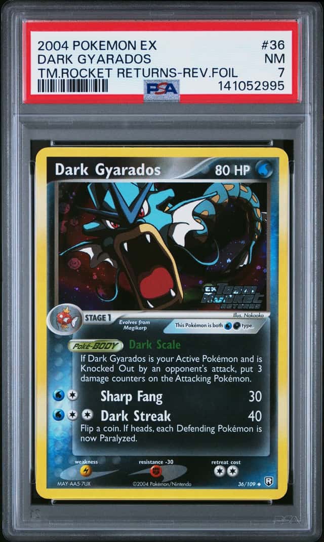 2004 Pokemon EX Team Rocket Returns Reverse Holo Dark Gyarados #36 PSA 7 NRMT