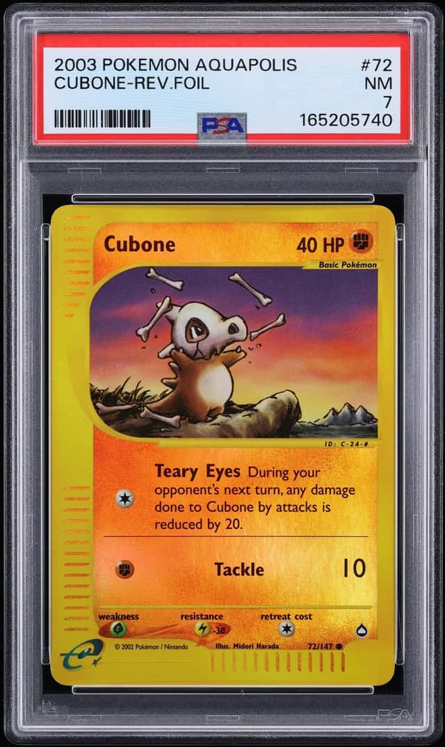 2003 Pokemon Aquapolis Reverse Holo Cubone #72 PSA 7 NRMT