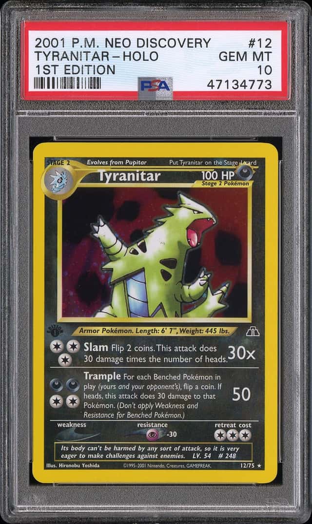2001 Pokemon Neo Discovery 1st Edition Holo Tyranitar #12 PSA 10 GEM MINT
