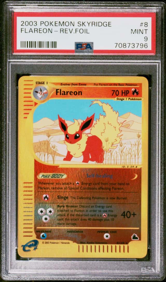 2003 Pokemon Skyridge Reverse Holo Flareon #8 PSA 9 MINT
