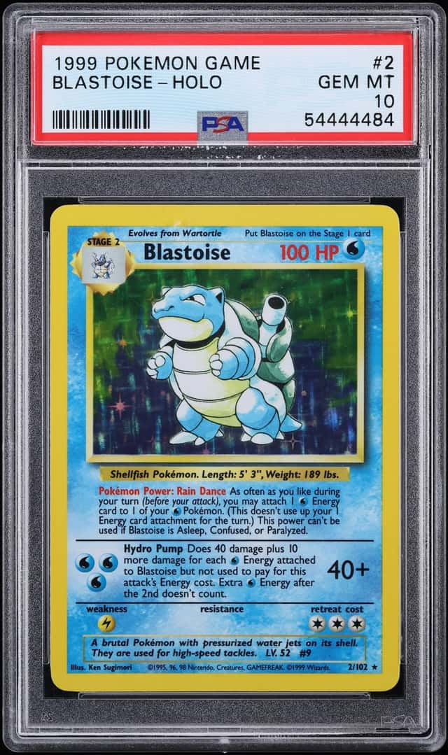 1999 Pokemon Base Set Holo Blastoise #2 PSA 10 GEM MINT