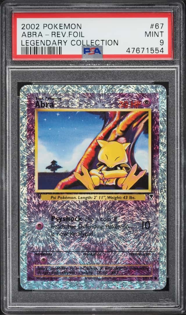 2002 Pokemon Legendary Collection Reverse Holo Abra #67 PSA 9 MINT