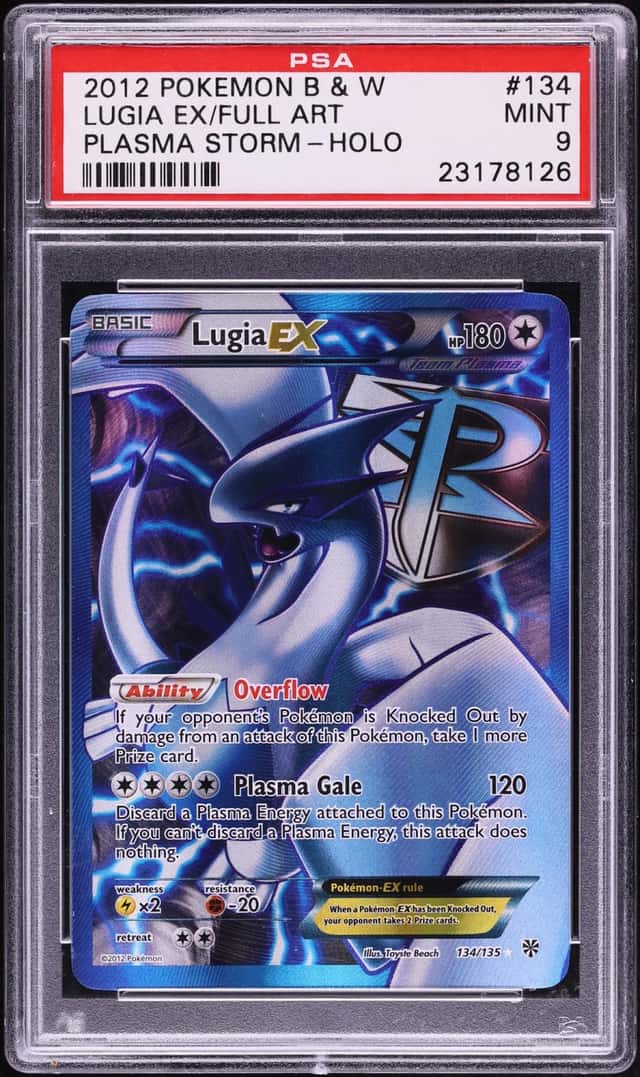 2012 Pokemon Black & White Plasma Storm Full Art Lugia EX #134 PSA 9 MINT