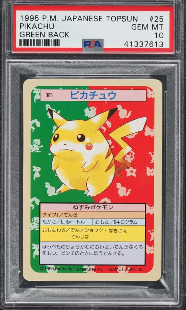 1997 Pokemon Japanese Topsun Green Back Pikachu #25 PSA 10 GEM MINT