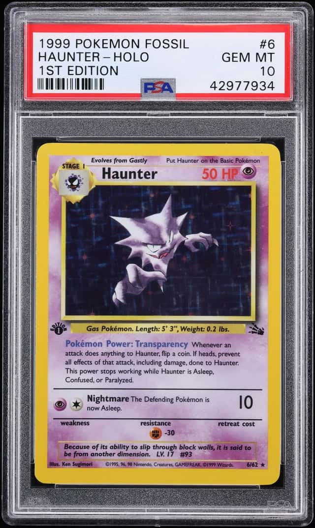 1999 Pokemon Fossil 1st Edition Holo Haunter #6 PSA 10 GEM MINT