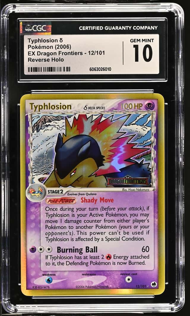 2006 Pokemon EX Dragon Frontiers Reverse Holo Typhlosion #12 CGC 10 GEM MINT