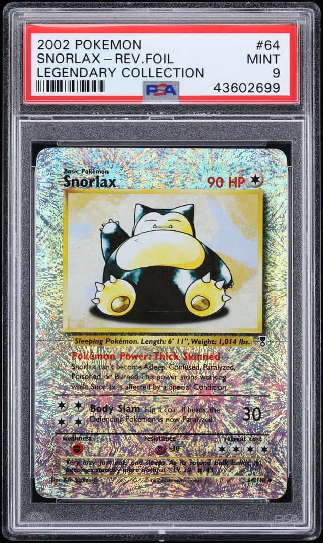 2002 Pokemon Legendary Collection Reverse Holo Snorlax #64 PSA 9 MINT