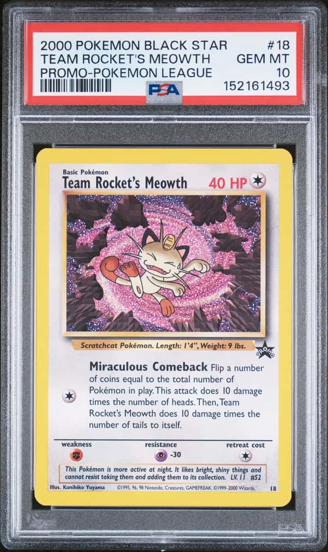 2000 Pokemon Black Star Promo League #18 Team Rocket's Meowth PSA 10 GEM MINT
