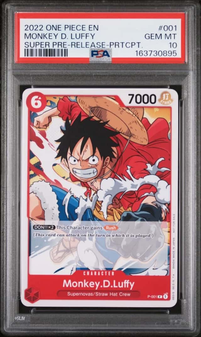 2022 ONE PIECE PROMOS SUPER PRE-RELEASE #001 MONKEY D. LUFFY PSA 10