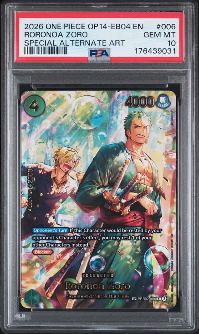 2026 ONE PIECE THE AZURE SEA'S SEVEN SPECIAL ALT ART #006 RORONOA ZORO PSA 10