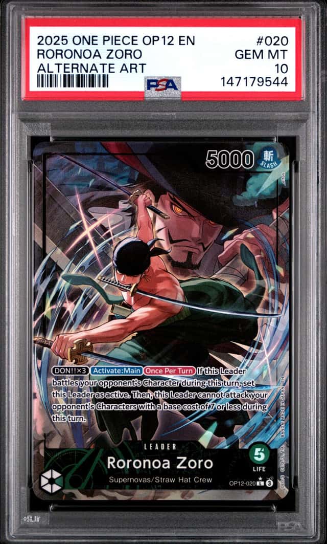 2025 One Piece Legacy of the Master Roronoa Zoro Alternate Art #OP12-020 PSA 10