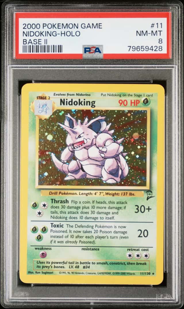 2000 Pokemon Base Set 2 #11 Nidoking Holo PSA 8 NM-MT