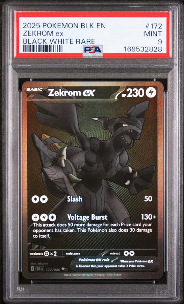 2025 Pokemon Black Bolt Zekrom ex and White Rare #172/086 PSA 9
