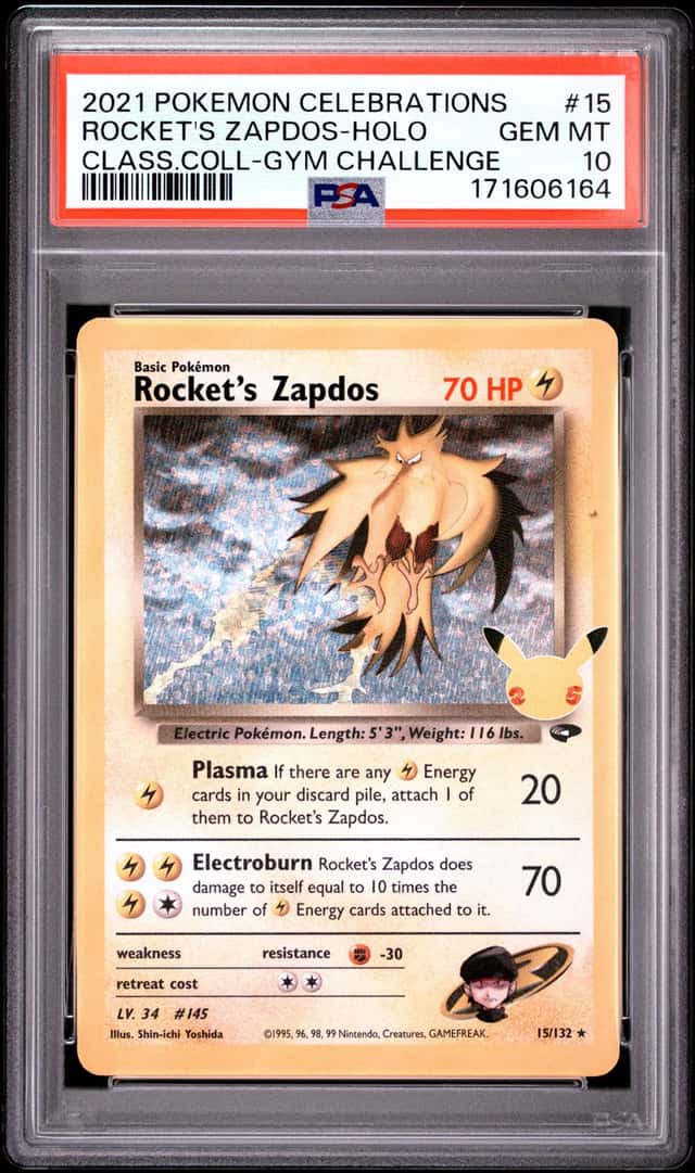 2021 POKEMON CELEBRATIONS CLASSIC COLLECTION #15 ROCKET'S ZAPDOS-HOLO PSA 10