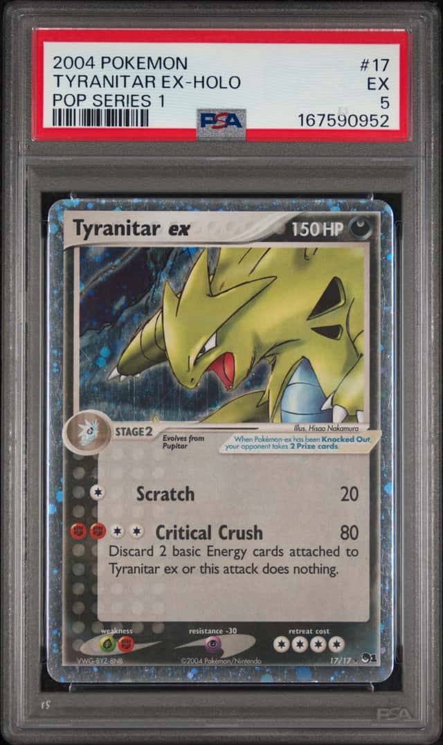 2004 POKEMON POP SERIES 1 #17 TYRANITAR EX-HOLO PSA 5