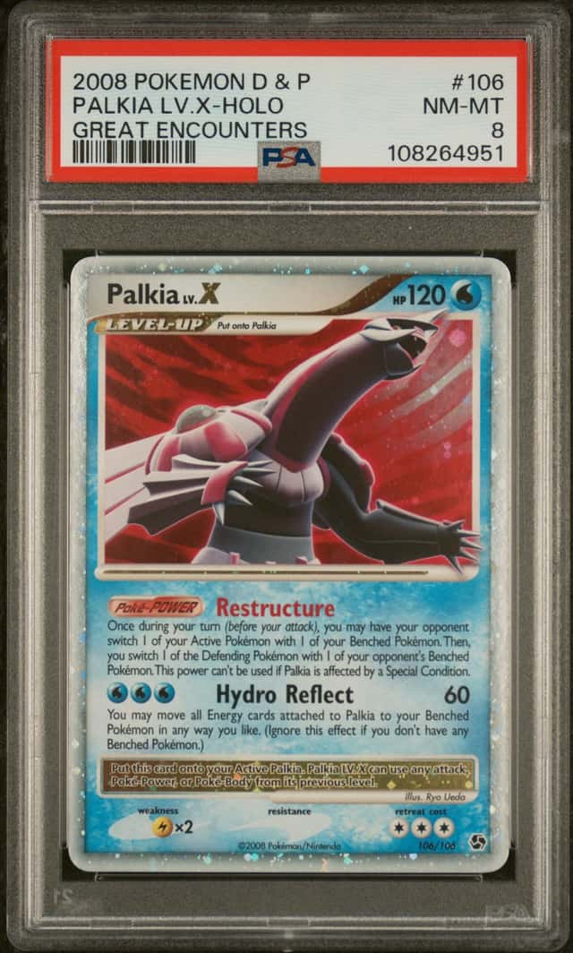 Pokemon Palkia LV.X Holo Great Encounters 106/106 PSA 8